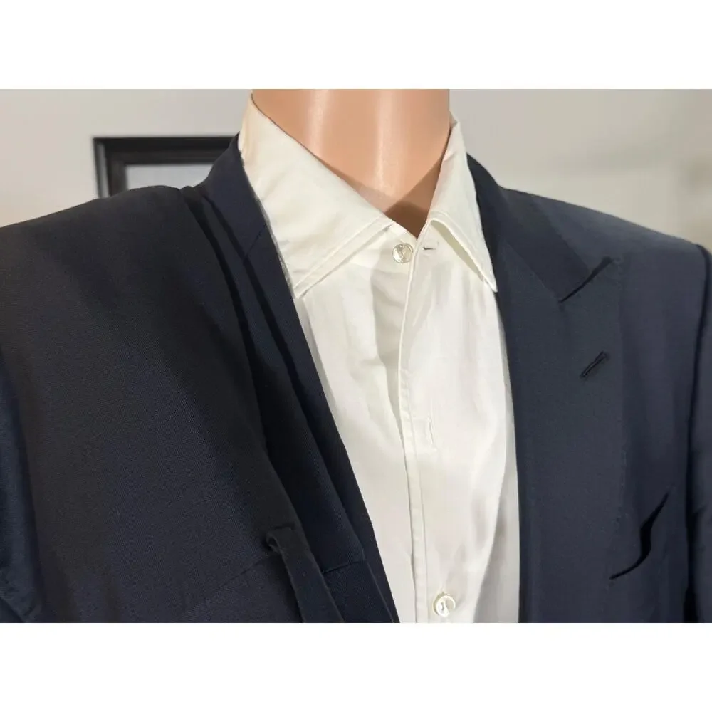 Tom Ford Blue 2Pc Suit 56 46R Peak Lapel Wool Men's 38x31 Trousers O'Connor